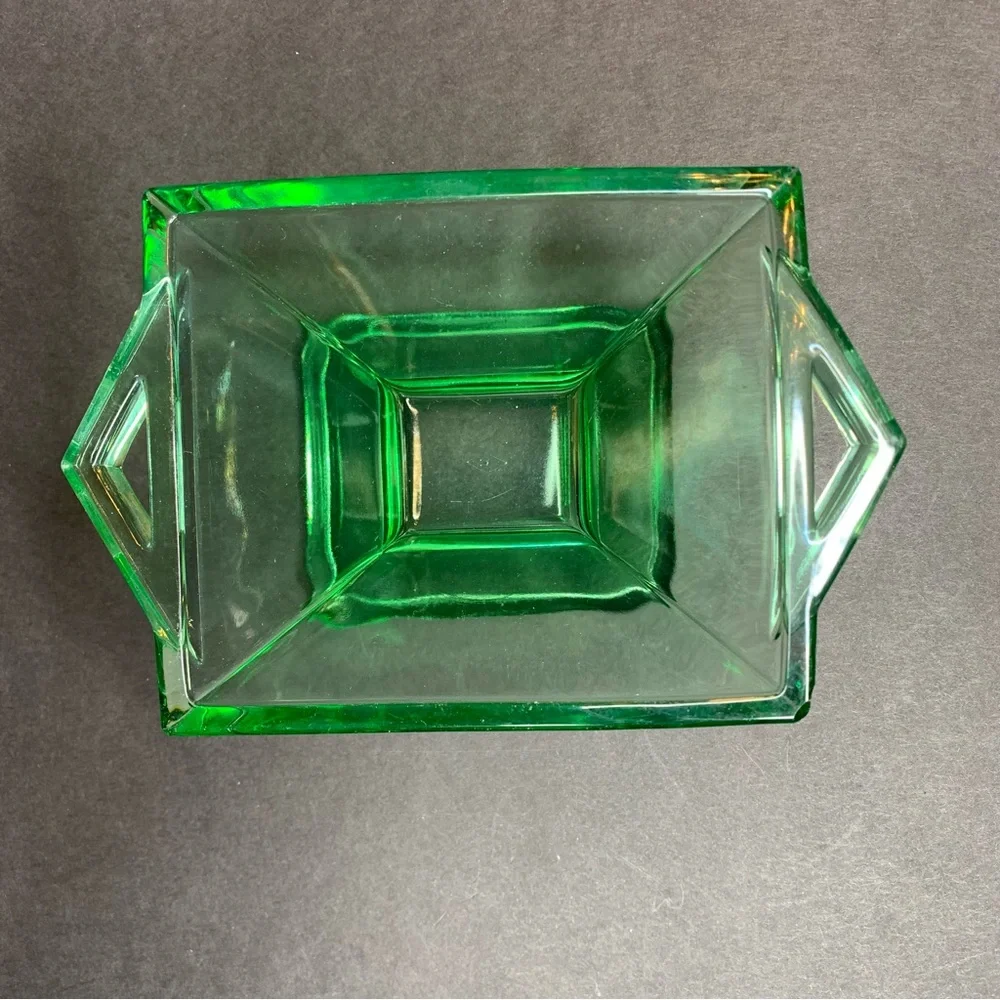 Vintage Heisey Quator Moongleam Green Glass Sugar Bowl - Picture 2 of 4